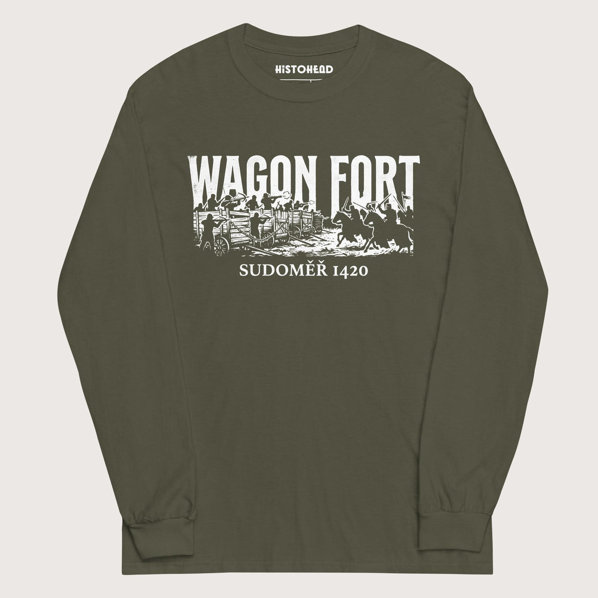 Military Green Wagon Fort Battle of Sudoměř - Long Sleeve - history buff gift by HistoHead
