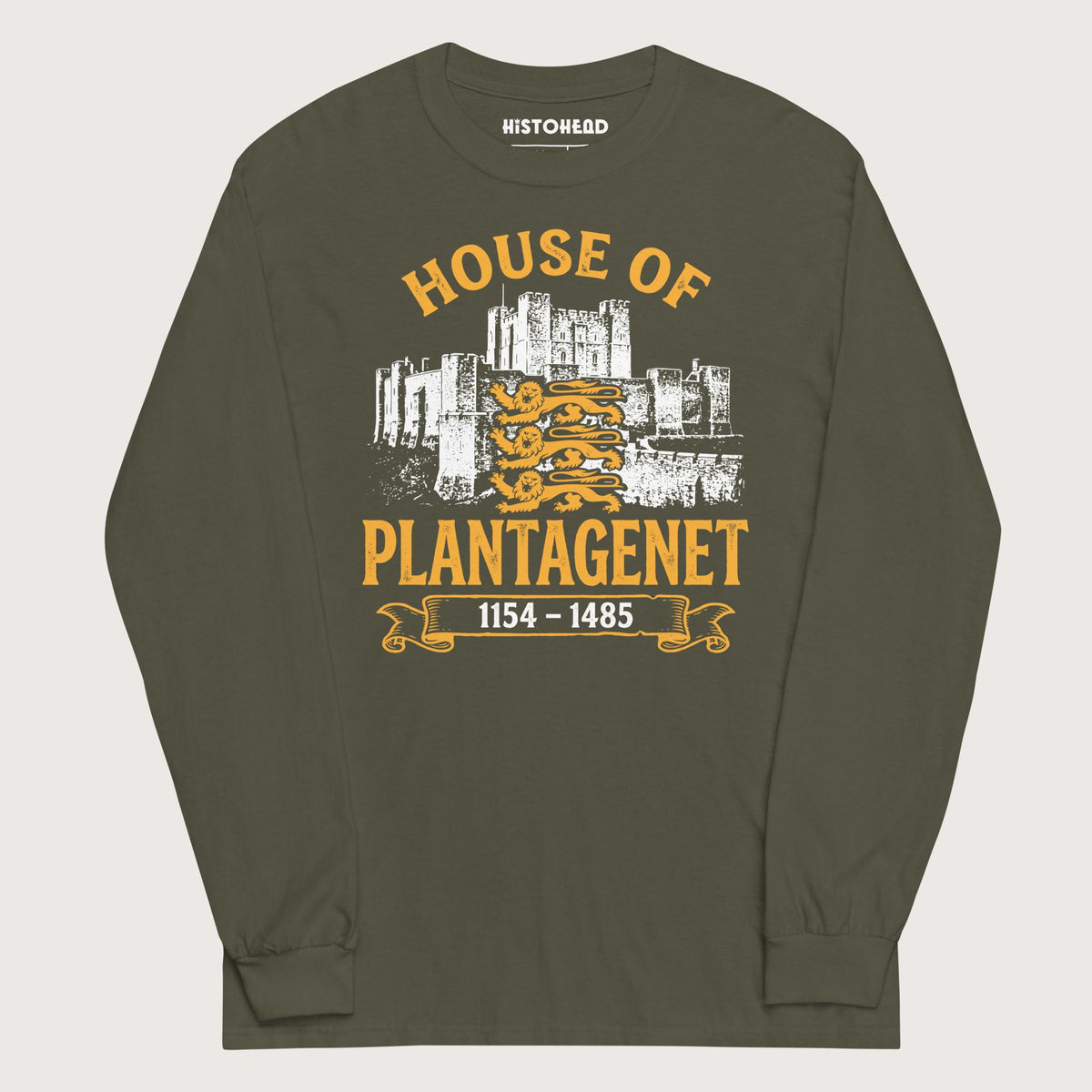 Military Green House of Plantagenet - Long Sleeve - history buff gift by HistoHead