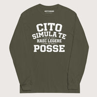 Military Green Latin Quick Pretend You Can Read This - Long Sleeve - history buff gift by HistoHead
