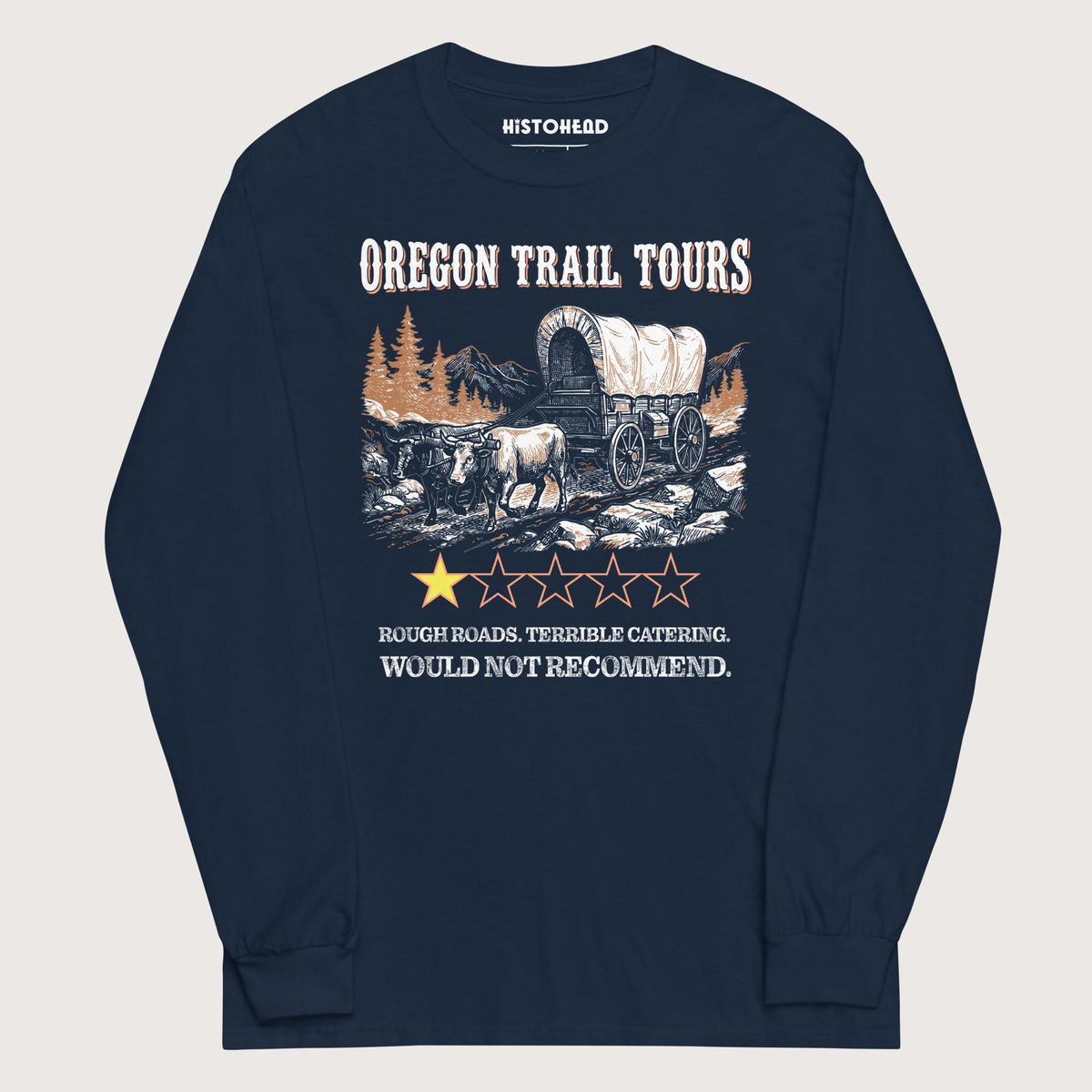 Navy Oregon Trail Tours Review - Long Sleeve - history buff gift by HistoHead