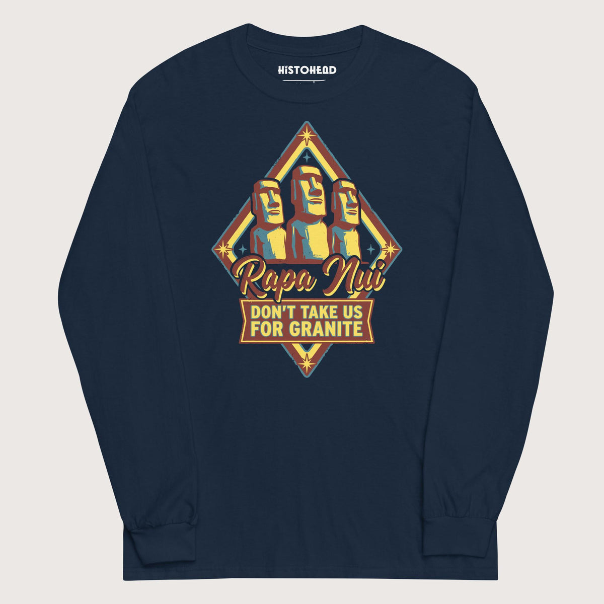 Navy Rapa Nui Moai - Long Sleeve - history buff gift by HistoHead