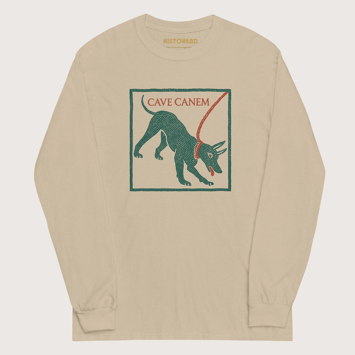 Sand Cave Canem Pompeii Mosaic - Long Sleeve - history buff gift by HistoHead