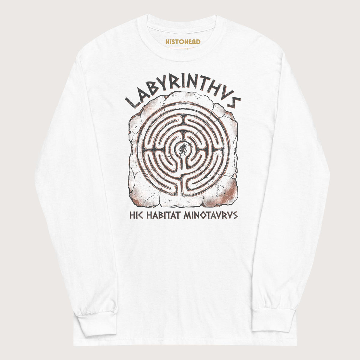 White Labyrinthus Here Lives Minotaur - Long Sleeve - history buff gift by HistoHead