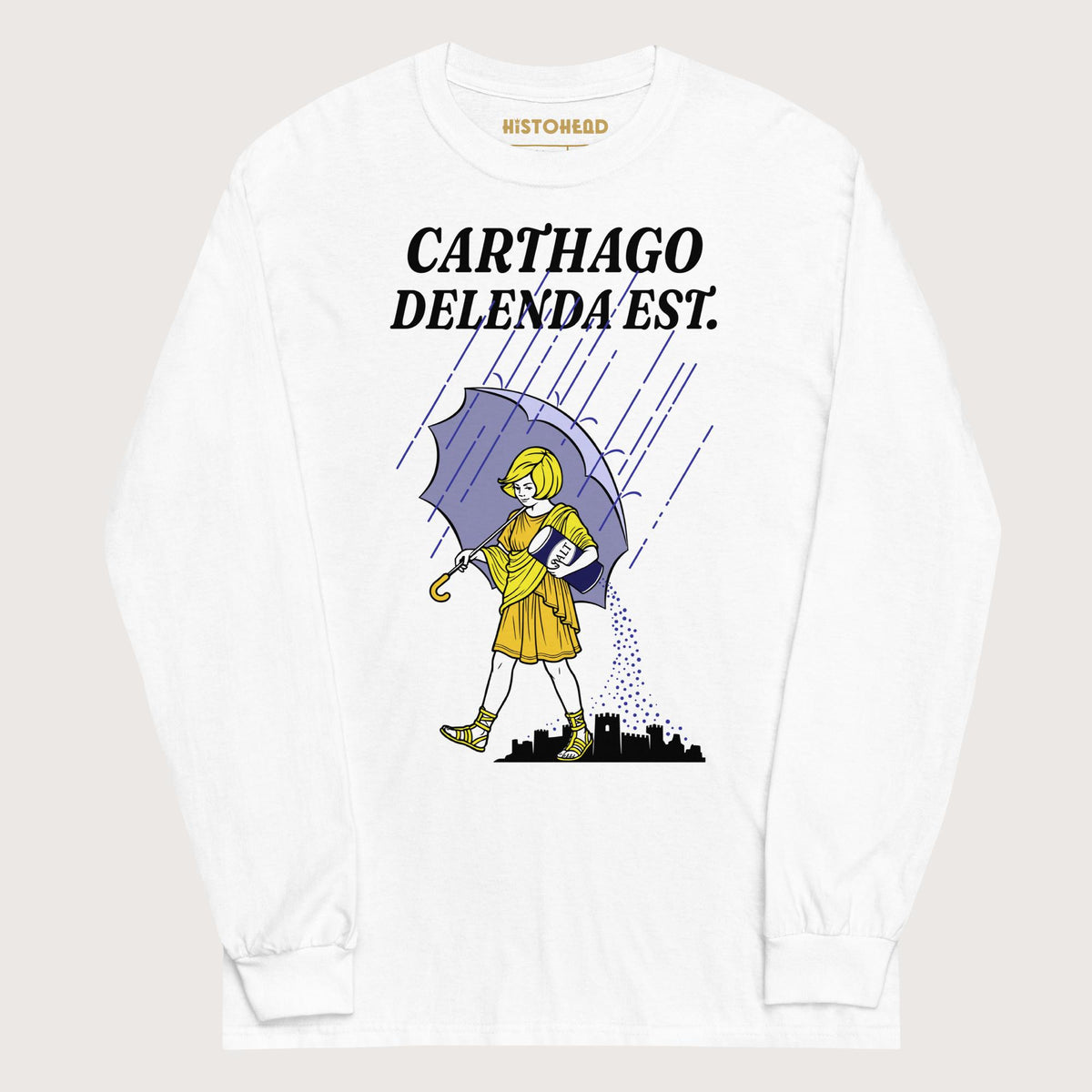 White Carthago Delenda Est Salt Girl - Long Sleeve - history buff gift by HistoHead
