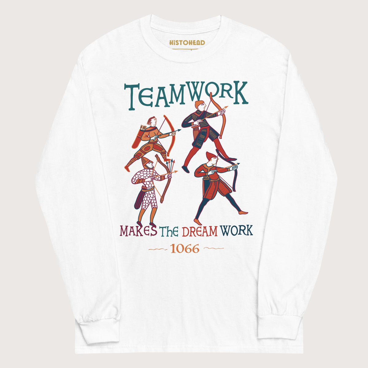 White Bayeux Tapestry Teamwork Makes the Dream Work - Long Sleeve - history buff gift by HistoHead