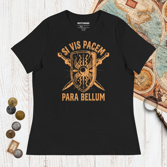 Black Si Vis Pacem Para Bellum Scutum - Women's Tee - history buff gift by HistoHead