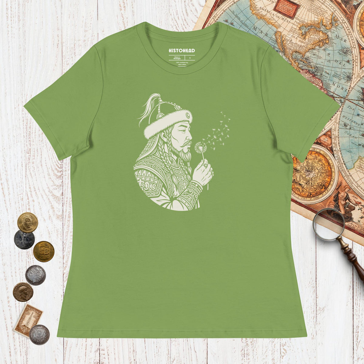 Leaf Genghis Khan Blowing Wishes - Women's Tee - history buff gift by HistoHead