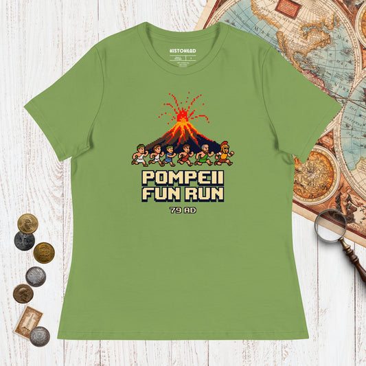 Leaf Pompeii Fun Run Pixel Art - Women's Tee - history buff gift by HistoHead