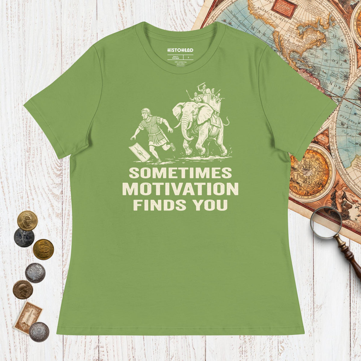 Leaf Motivation Finds You War Elephant Edition - Women's Tee - history buff gift by HistoHead