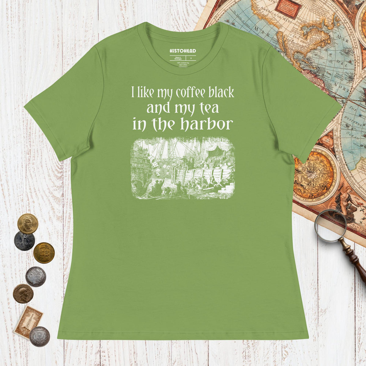 Leaf Coffee Black Tea in the Harbor - Women's Tee - history buff gift by HistoHead