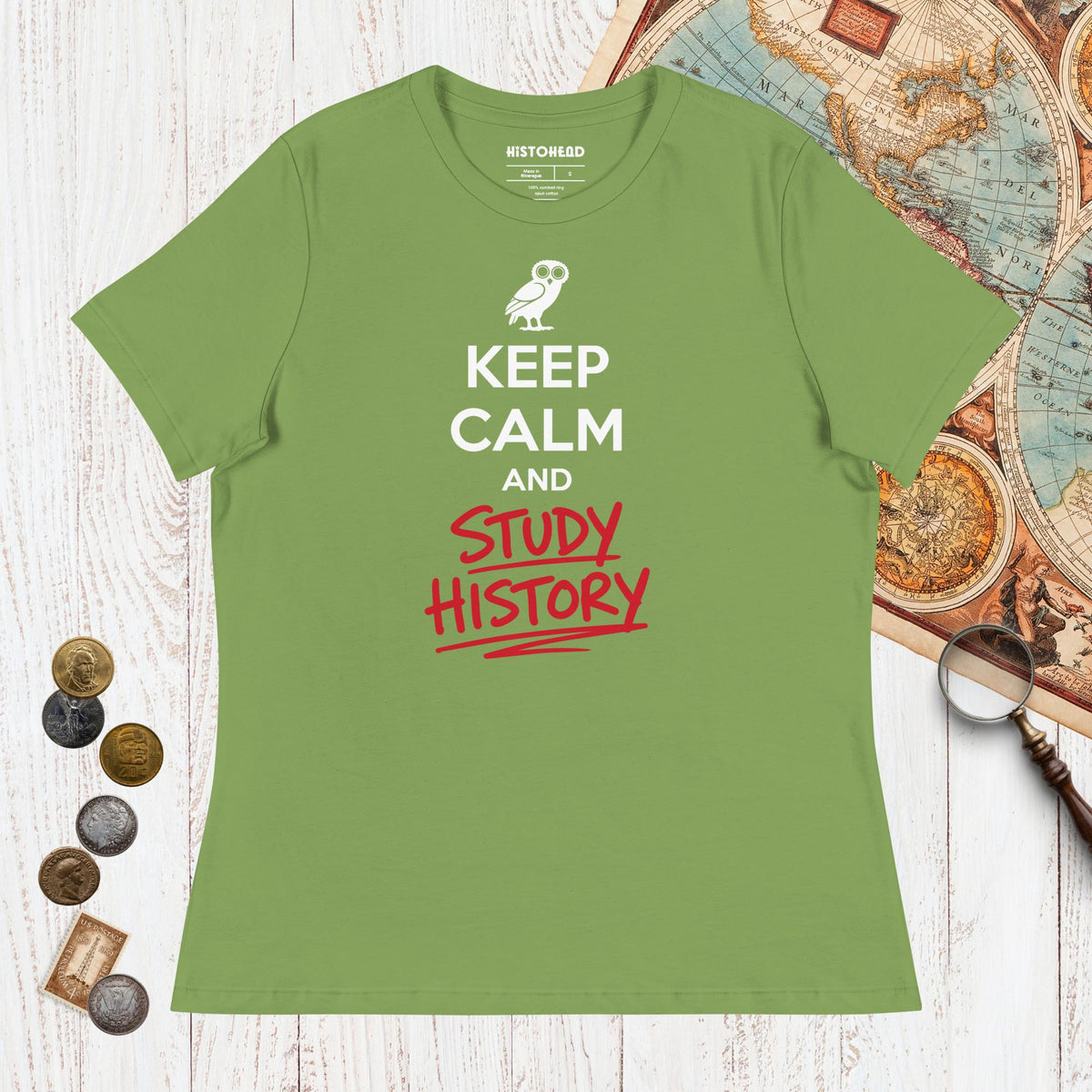 Leaf Keep Calm and Study History - Women's Tee - history buff gift by HistoHead