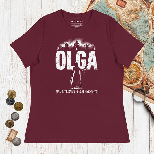 Maroon Olga of Kiev Warmest Regards - Women's Tee - history buff gift by HistoHead