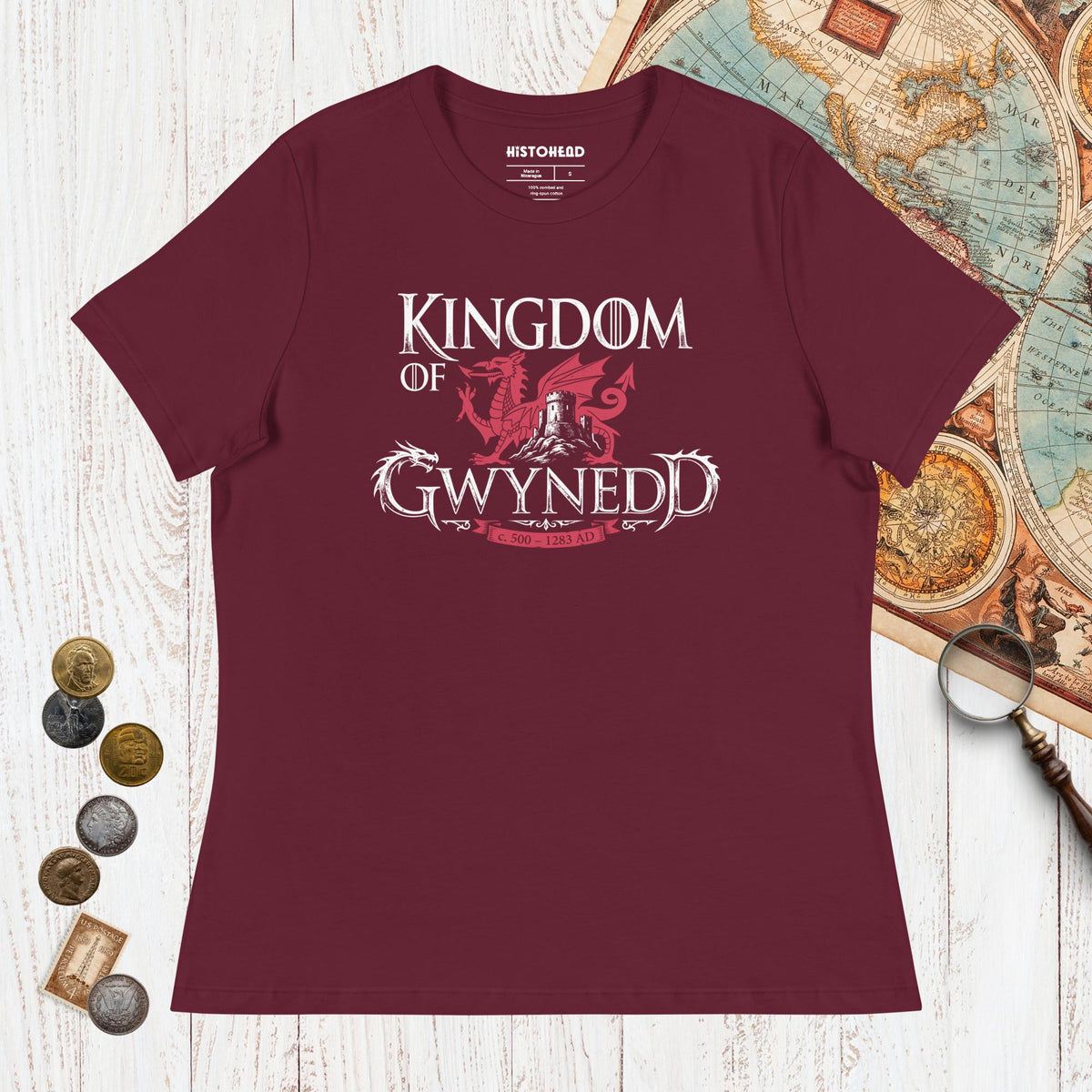 Maroon Kingdom of Gwynedd - Women's Tee - history buff gift by HistoHead