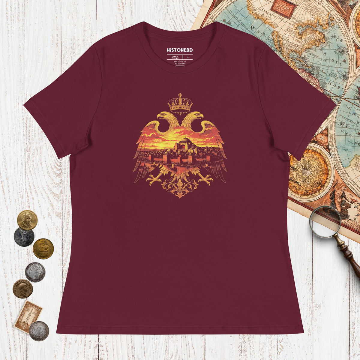 Maroon Constantinople Eagle - Women's Tee - history buff gift by HistoHead