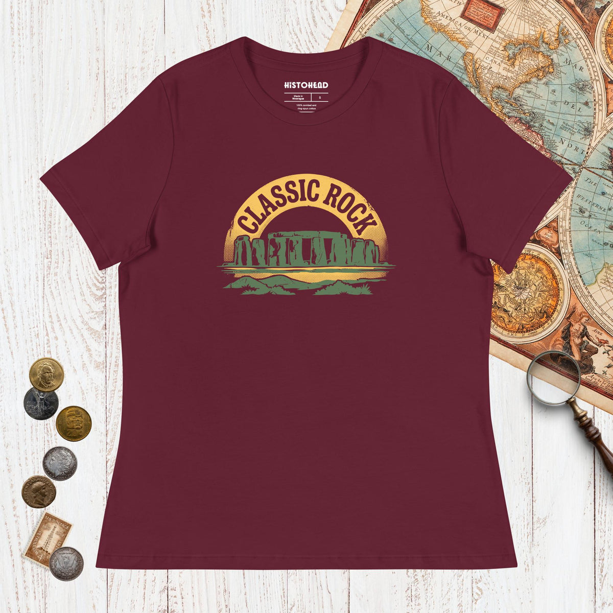 Maroon Stonehenge Classic Rock - Women's Tee - history buff gift by HistoHead