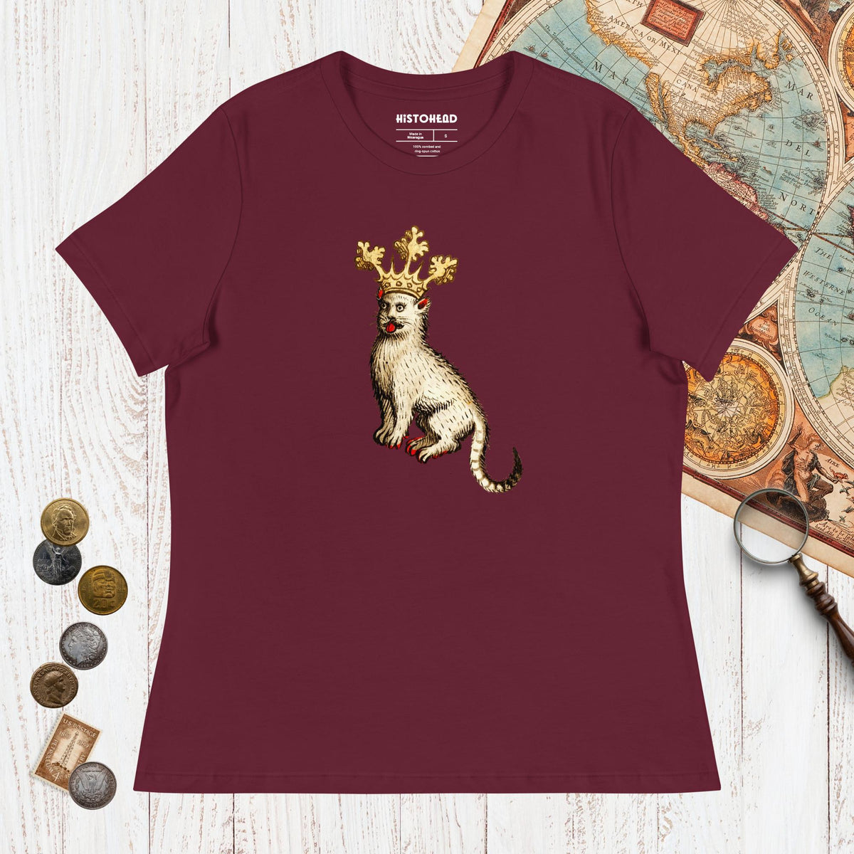 Maroon Medieval Cat King - Women's Tee - history buff gift by HistoHead