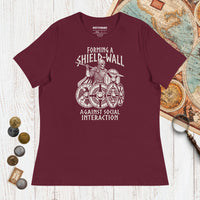 Maroon Shieldwall Against Social Interaction - Women's Tee - history buff gift by HistoHead
