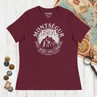Maroon Montségur 1244 Still Here Still Heretic - Women's Tee - history buff gift by HistoHead
