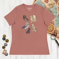 Mauve Weird Medieval Owls - Women's Tee - history buff gift by HistoHead
