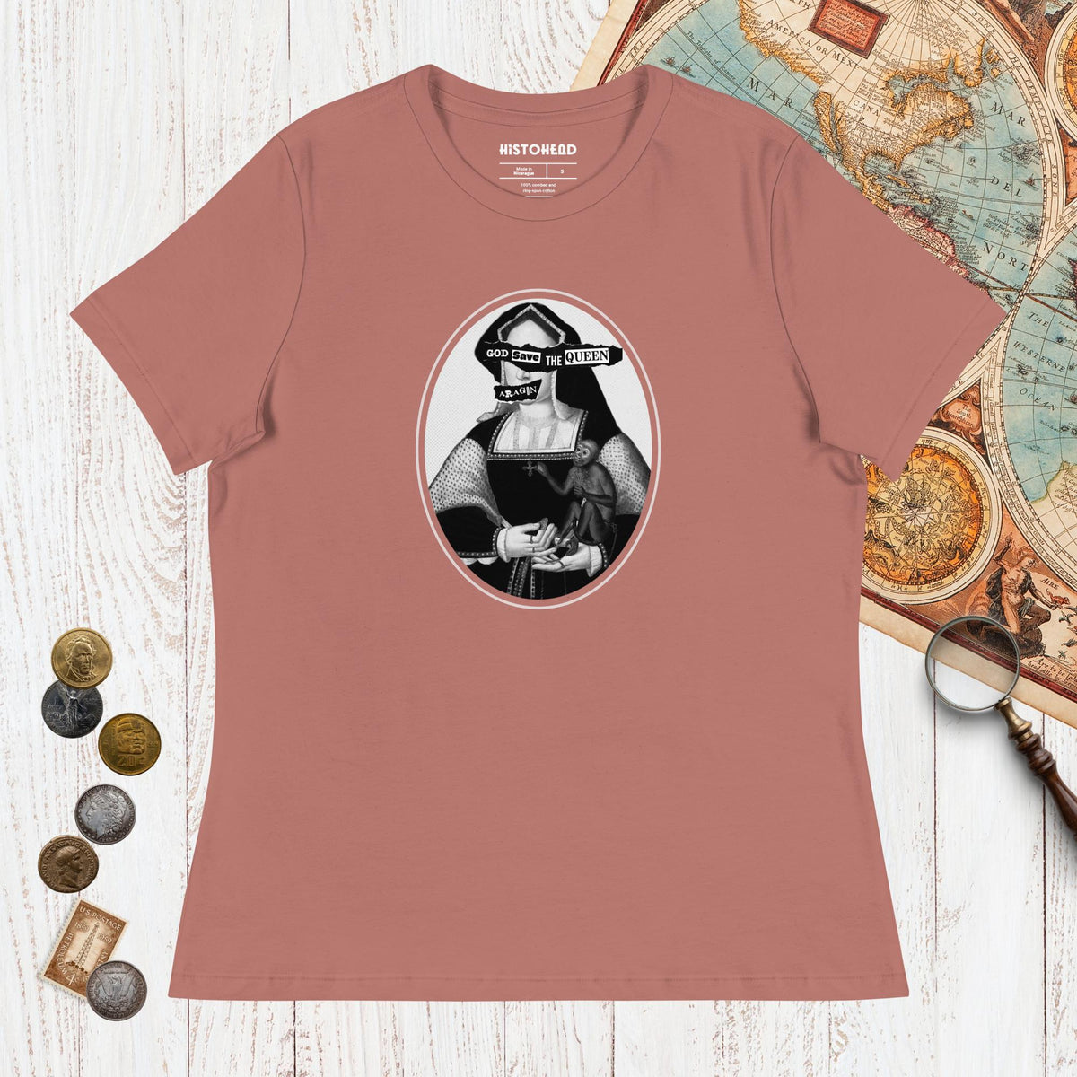 Mauve God Save the Queen Katherine of Aragon - Women's Tee - history buff gift by HistoHead