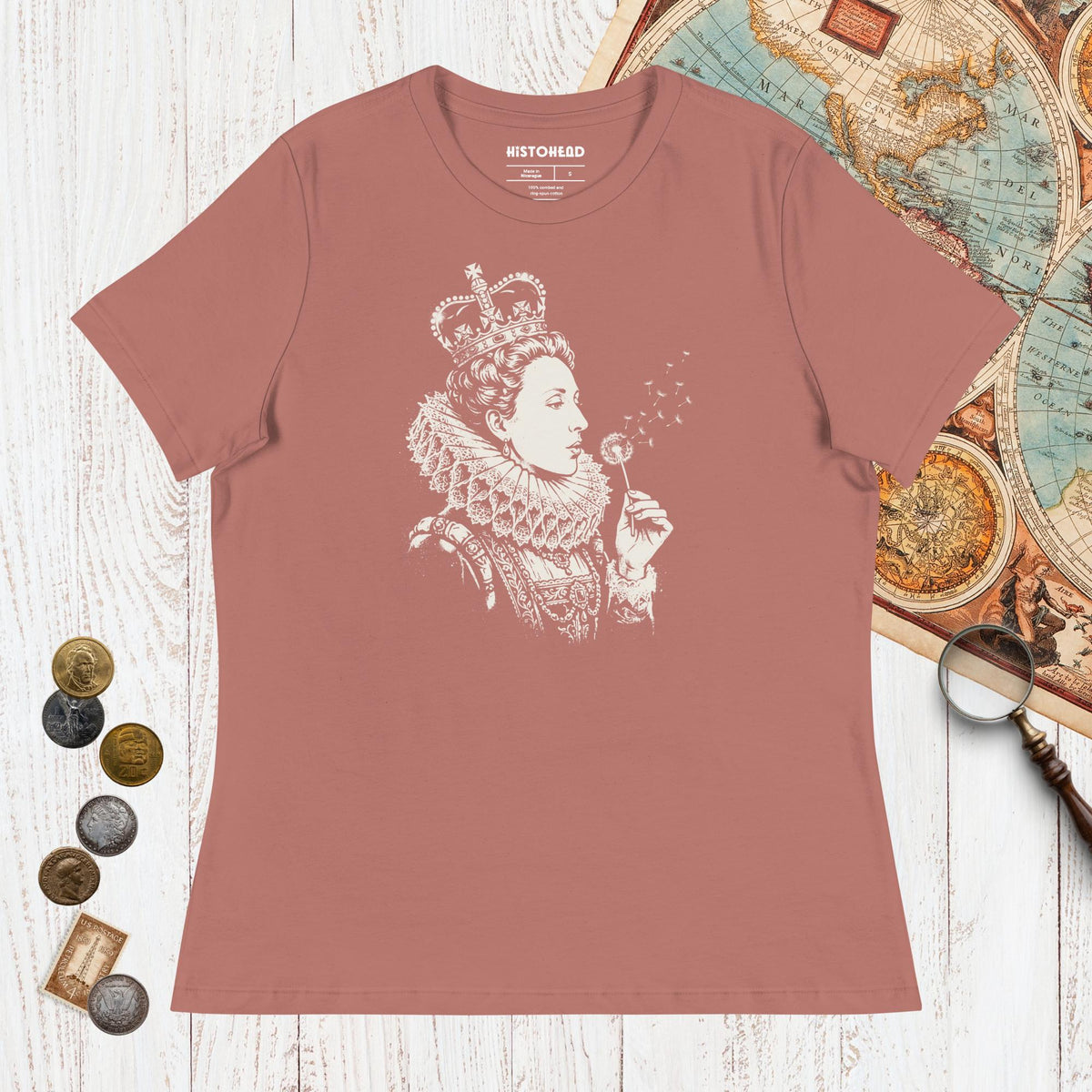 Mauve Elizabeth I Blowing Wishes - Women's Tee - history buff gift by HistoHead