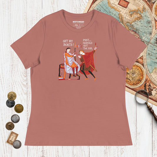 Mauve Bayeux Tapestry Harold Got the Job - Women's Tee - history buff gift by HistoHead