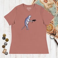 Mauve Weird Medieval Cat's Mouse-Gun - Women's Tee - history buff gift by HistoHead
