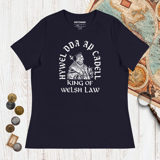 Navy Hywel Dda King of Welsh Law - Women's Tee - history buff gift by HistoHead