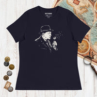 Navy Winston Churchill Blowing Wishes - Women's Tee - history buff gift by HistoHead