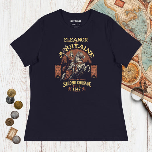 Navy Eleanor of Aquitaine Second Crusade Tour - Women's Tee - history buff gift by HistoHead