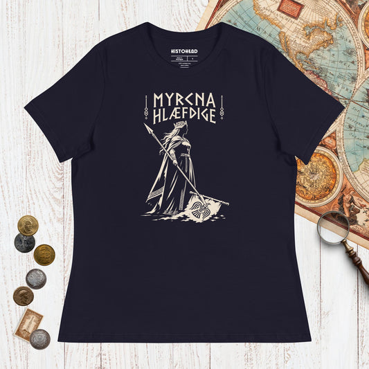 Navy Æthelflæd Myrcna Hlæfdige - Women's Tee - history buff gift by HistoHead