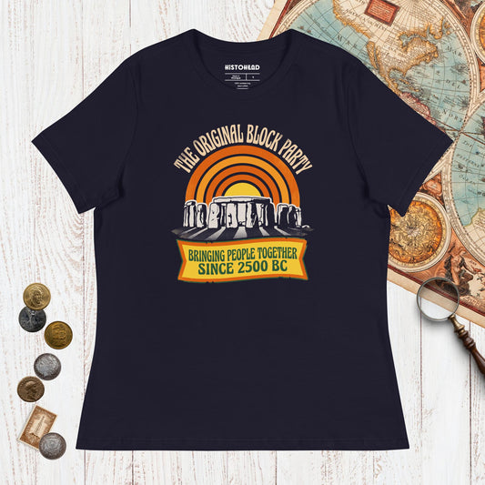 Navy Stonehenge Block Party - Women's Tee - history buff gift by HistoHead