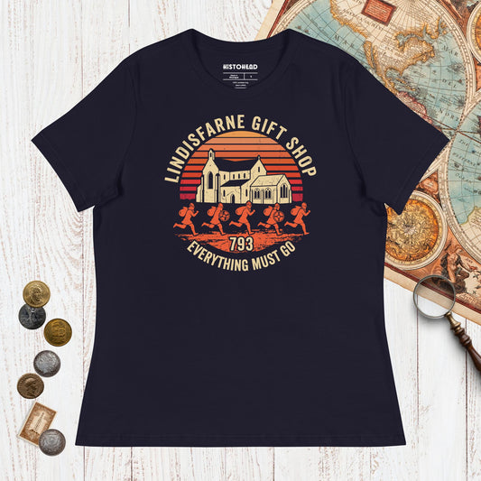 Navy Lindisfarne Gift Shop 793 - Women's Tee - history buff gift by HistoHead