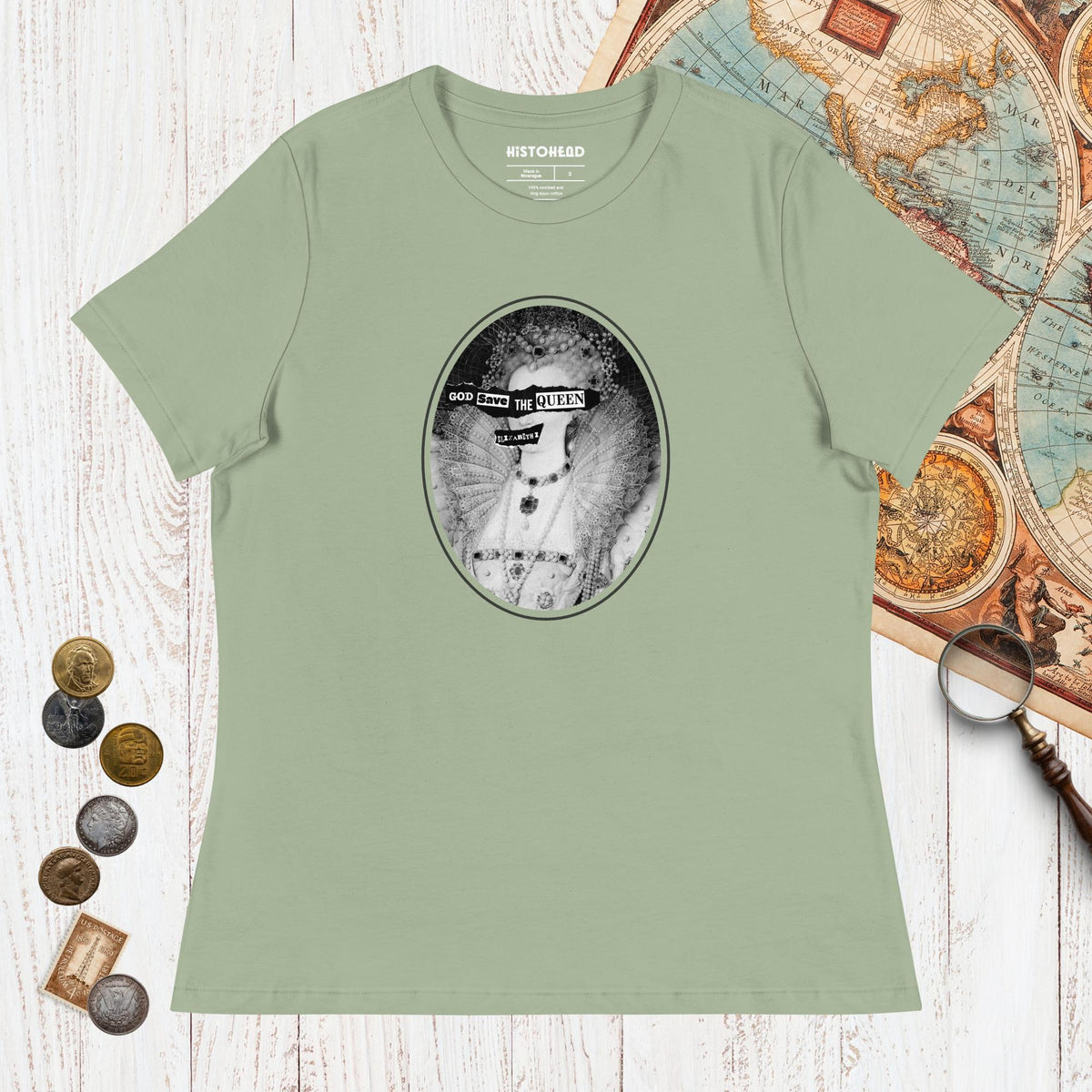 Sage God Save the Queen Elizabeth I - Women's Tee - history buff gift by HistoHead