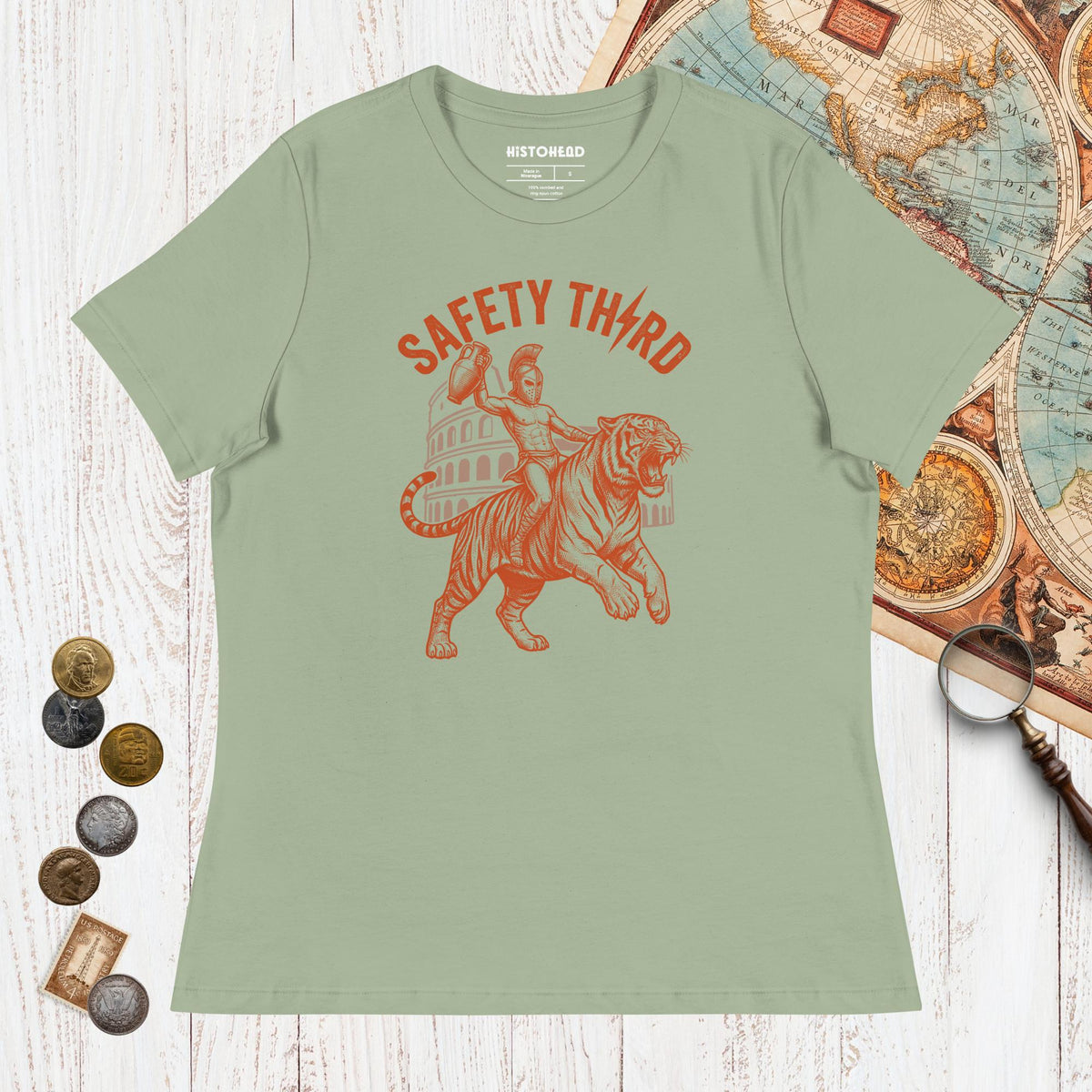 Sage Gladiator Safety Third - Women's Tee - history buff gift by HistoHead