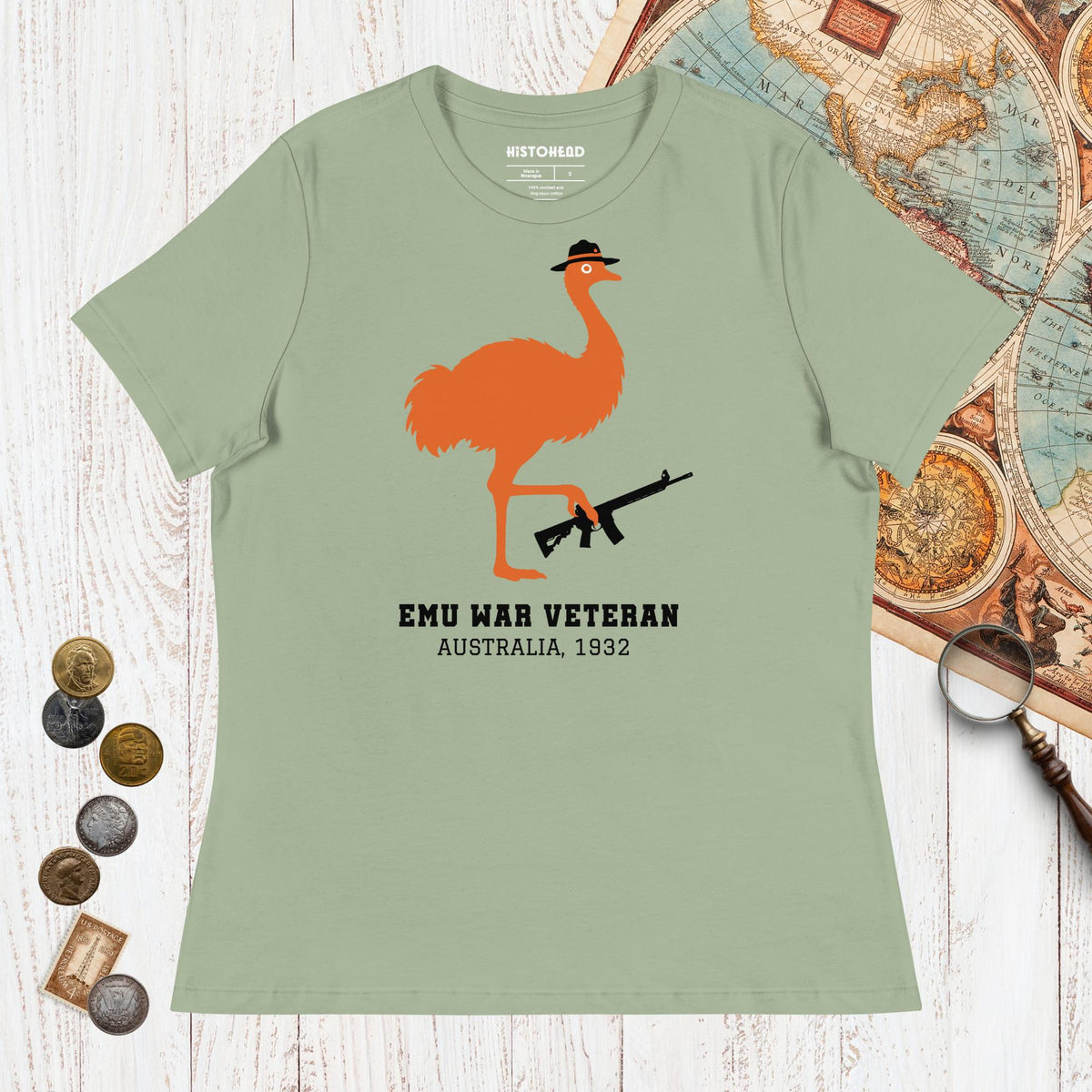 Sage Emu War Veteran - Women's Tee - history buff gift by HistoHead