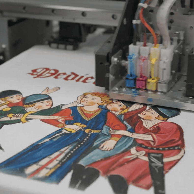 Printer in action with a colorful design by HistoHead