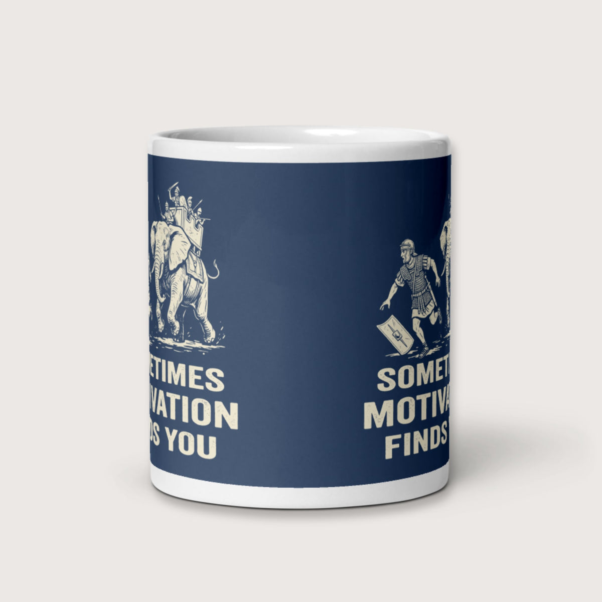 Motivation Finds You War Elephant Edition Mug - history buff gift by HistoHead