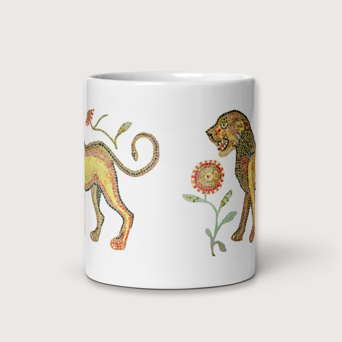 Ancient Roman Mosaic Lion Mug - history buff gift by HistoHead
