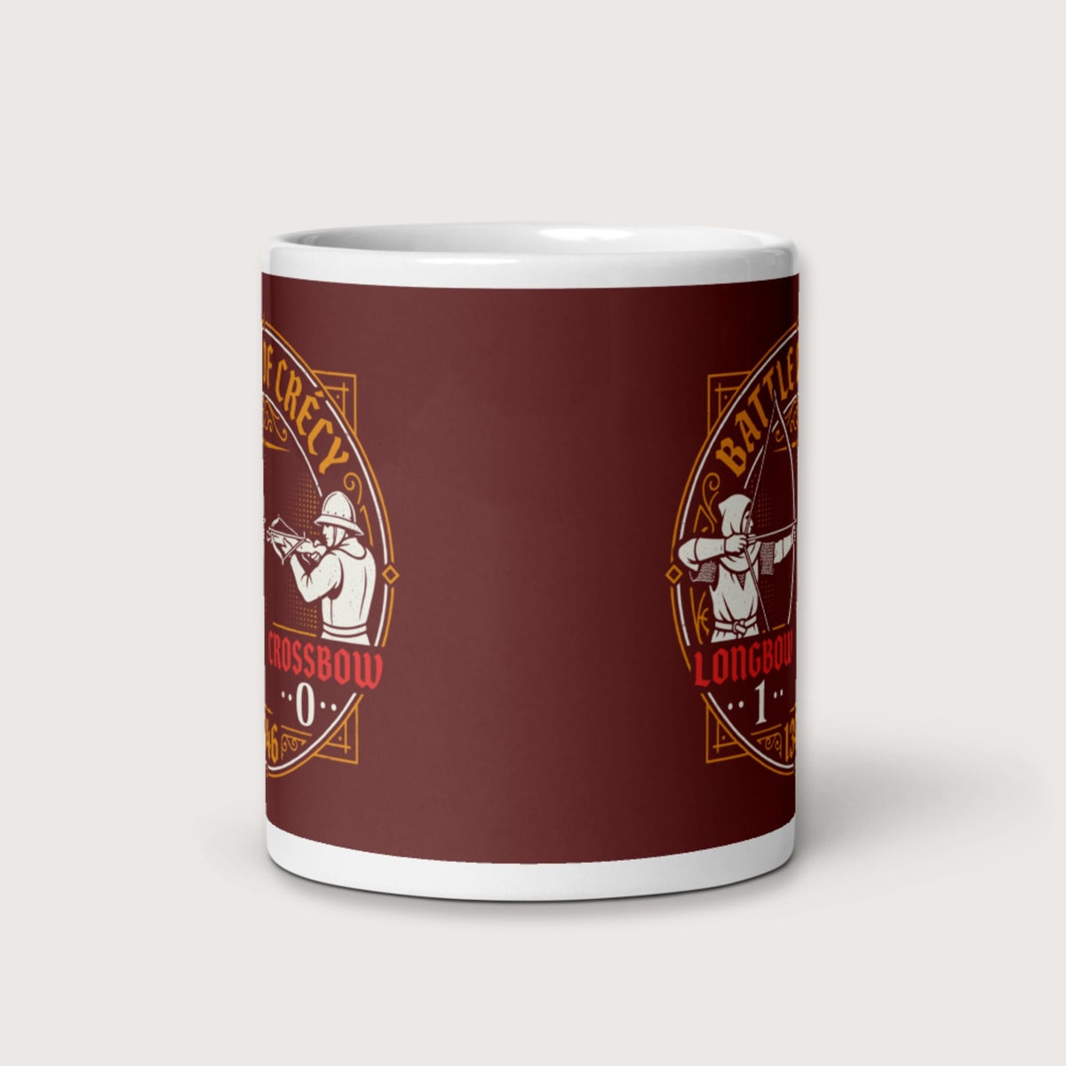 Battle of Crécy Longbow vs Crossbow Mug - history buff gift by HistoHead