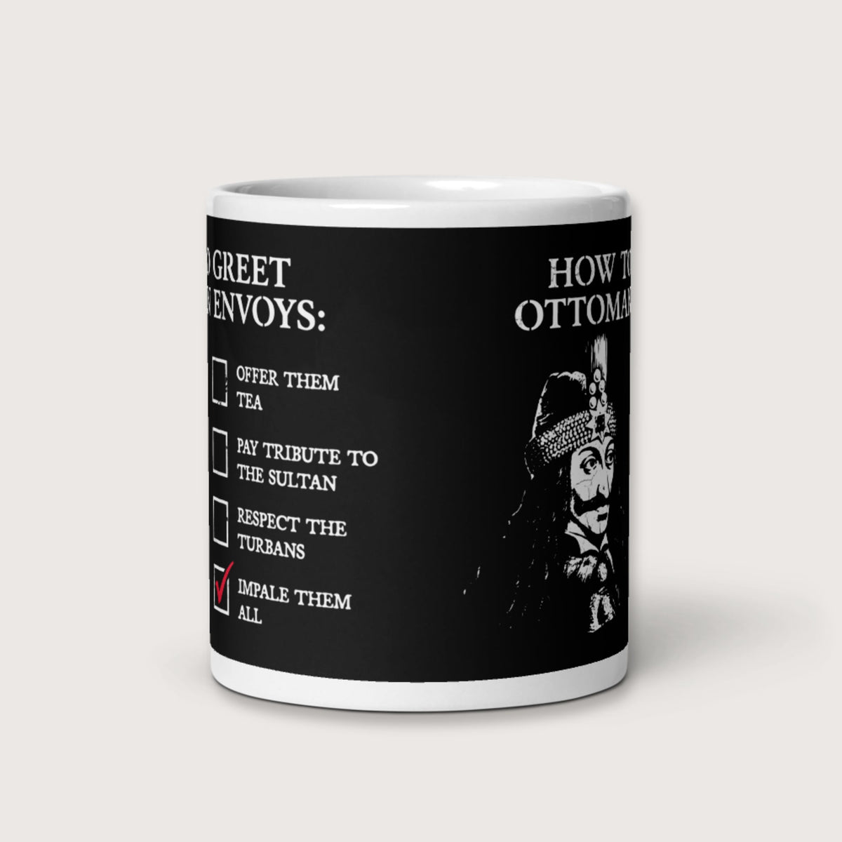 Vlad the Impaler How to Greet Guide Mug - history buff gift by HistoHead