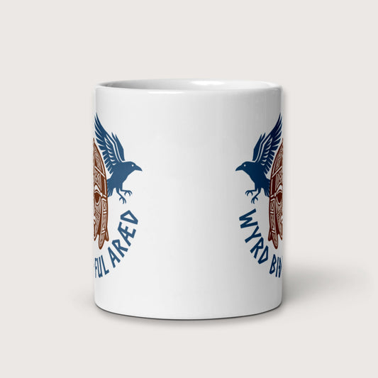 Wyrd Bið Ful Aræd Sutton Hoo Helmet Edition Mug - history buff gift by HistoHead