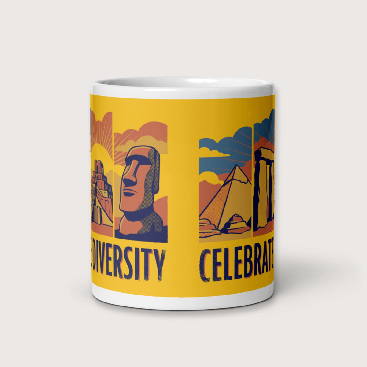 Celebrate Diversity Stone Wonders Edition Mug - history buff gift by HistoHead