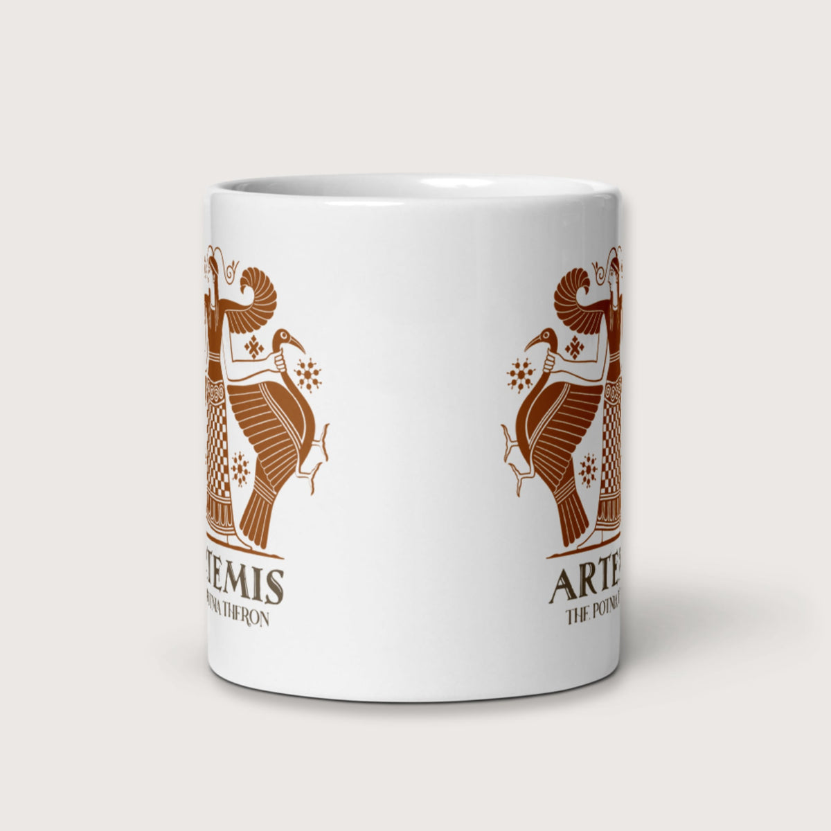 Artemis the Potnia Theron Pottery Art Mug - history buff gift by HistoHead