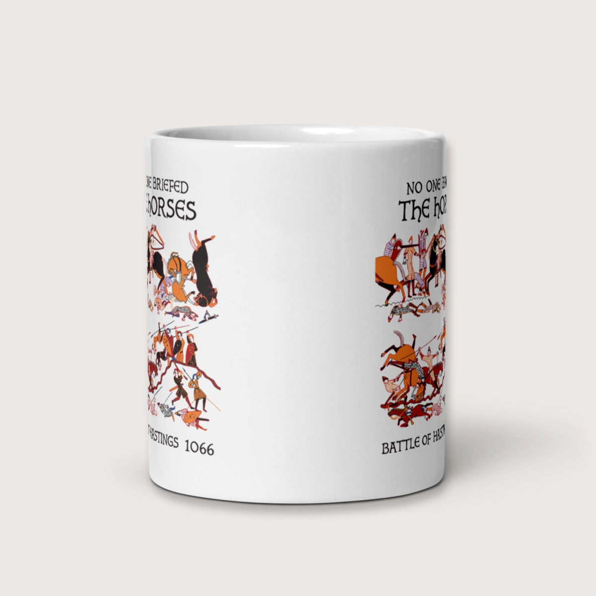 Bayeux Tapestry No One Briefed the Horses Mug - history buff gift by HistoHead