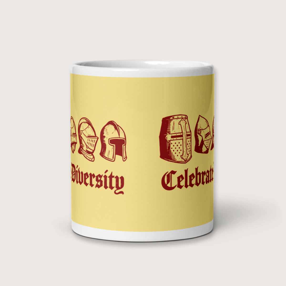 Celebrate Diversity Medieval Helmets Edition Mug - history buff gift by HistoHead