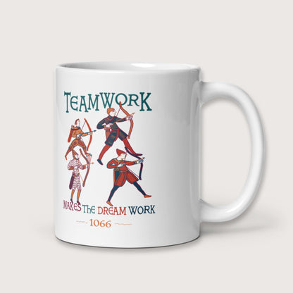 Bayeux Tapestry Teamwork Makes the Dream Work Mug - history buff gift by HistoHead
