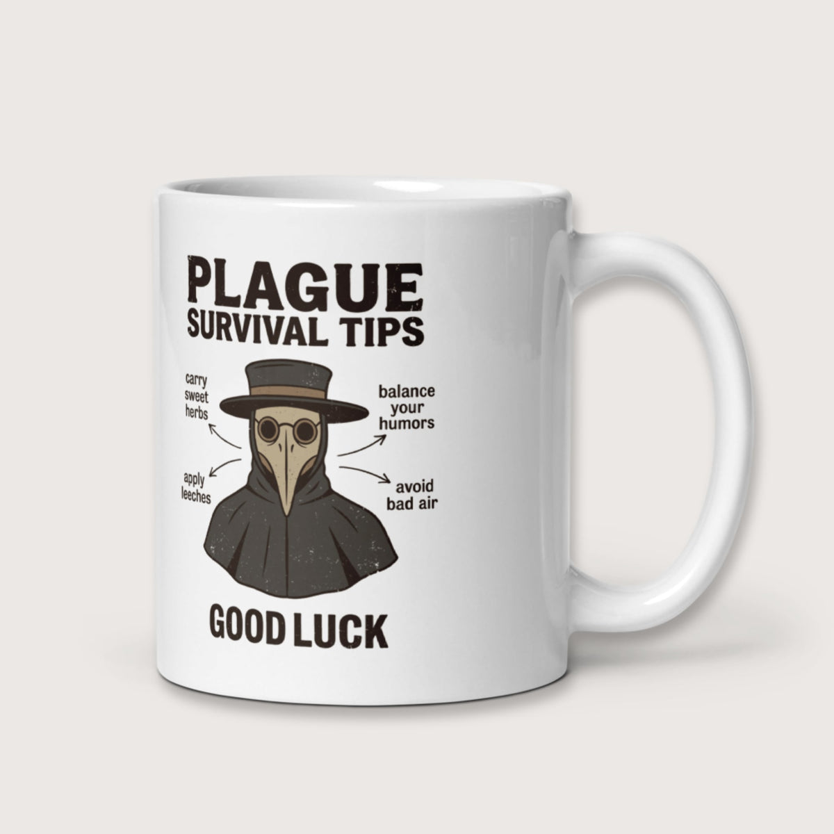Plague Survival Tips Mug - history buff gift by HistoHead
