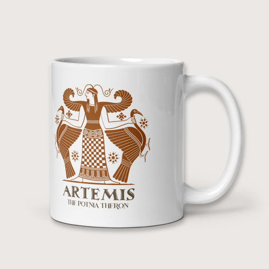 Artemis the Potnia Theron Pottery Art Mug - history buff gift by HistoHead