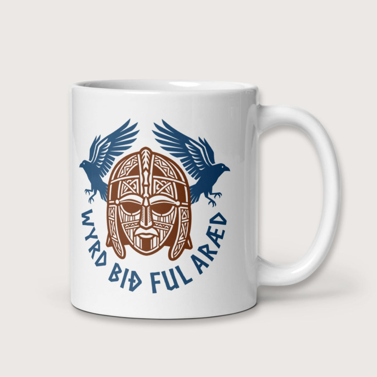 Wyrd Bið Ful Aræd Sutton Hoo Helmet Edition Mug - history buff gift by HistoHead
